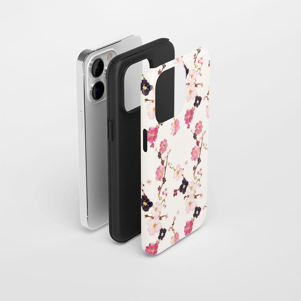 Double-Layer Semi-Handprinted Tough Matte Sakura iPhone Case