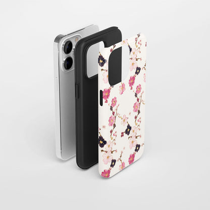 Double-Layer Semi-Handprinted Tough Matte Sakura iPhone Case