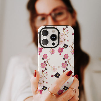 Double-Layer Semi-Handprinted Tough Matte Sakura iPhone Case