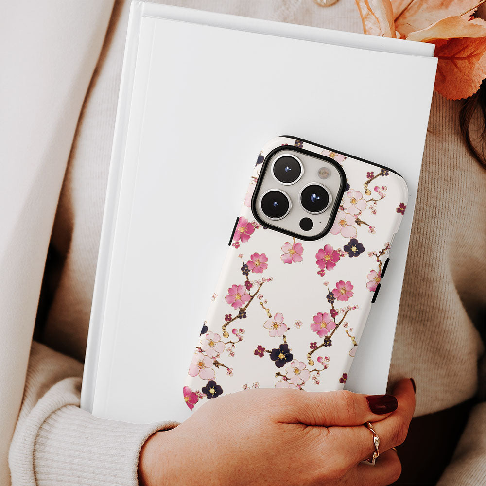 Double-Layer Semi-Handprinted Tough Matte Sakura iPhone Case