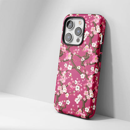 Double-Layer Semi-Handprinted Tough Matte Sakura iPhone Case