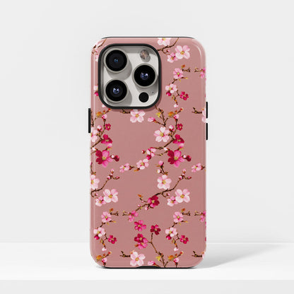 เคส iPhone Sakura แบบด้านแข็งพิมพ์ลายด้วยมือสองชั้น 