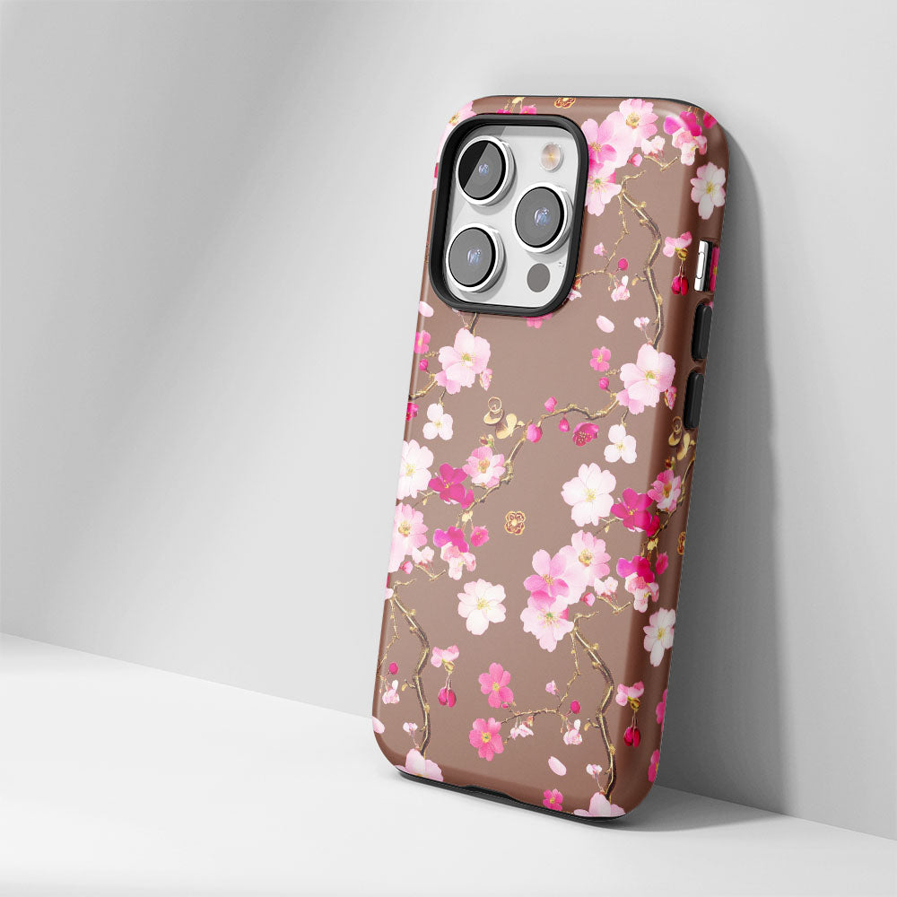 雙層半手印堅韌霧面櫻花 iPhone 手機殼
