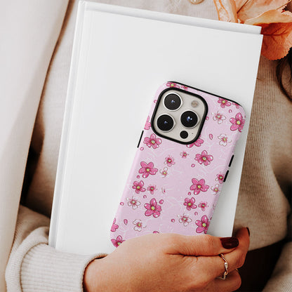 เคส iPhone Sakura แบบด้านแข็งพิมพ์ลายด้วยมือสองชั้น 