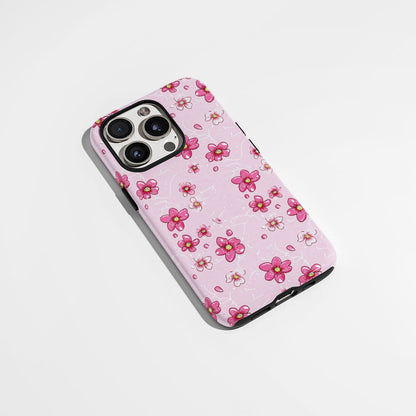 เคส iPhone Sakura แบบด้านแข็งพิมพ์ลายด้วยมือสองชั้น 