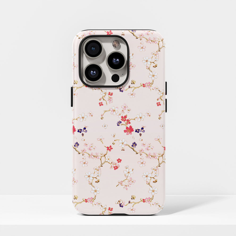 Double-Layer Semi-Handprinted Tough Matte Sakura iPhone Case