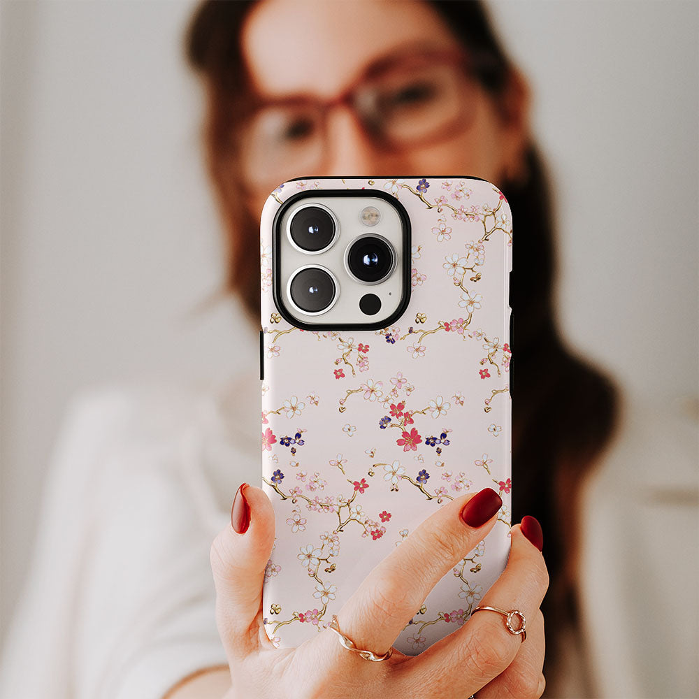 Double-Layer Semi-Handprinted Tough Matte Sakura iPhone Case