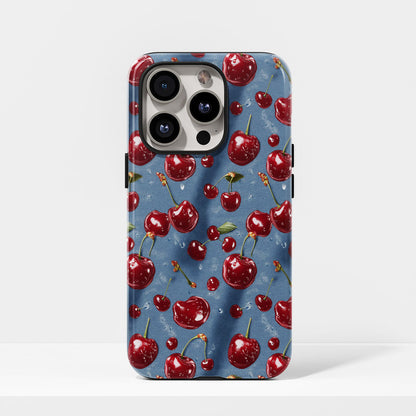 Double-Layer Semi-Handprinted Tough Matte Cherry iPhone Case