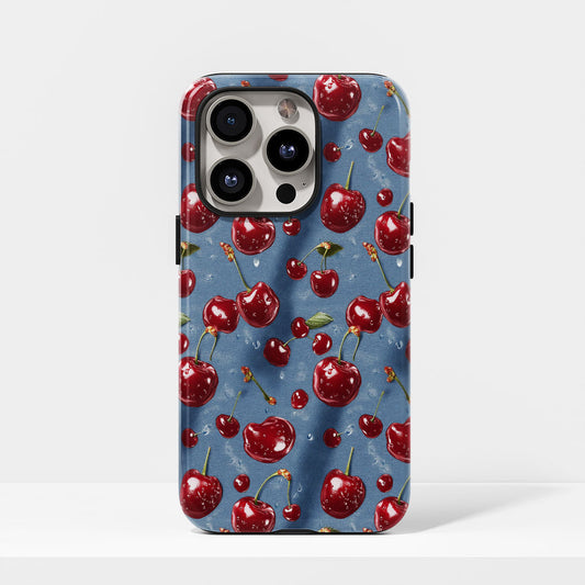 雙層半手印堅韌霧面櫻桃色 iPhone 手機殼