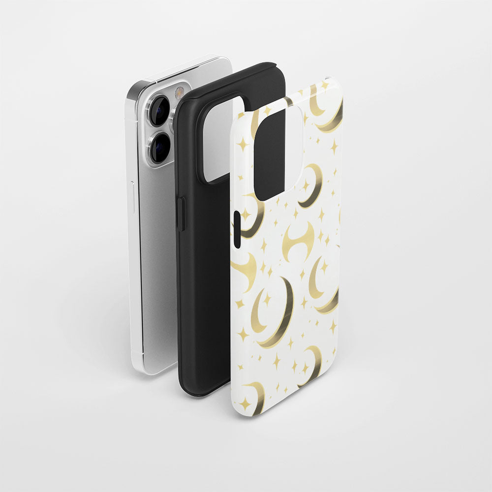เคส iPhone ดวงจันทร์เคลือบด้านพิมพ์ลายด้วยมือสองชั้น