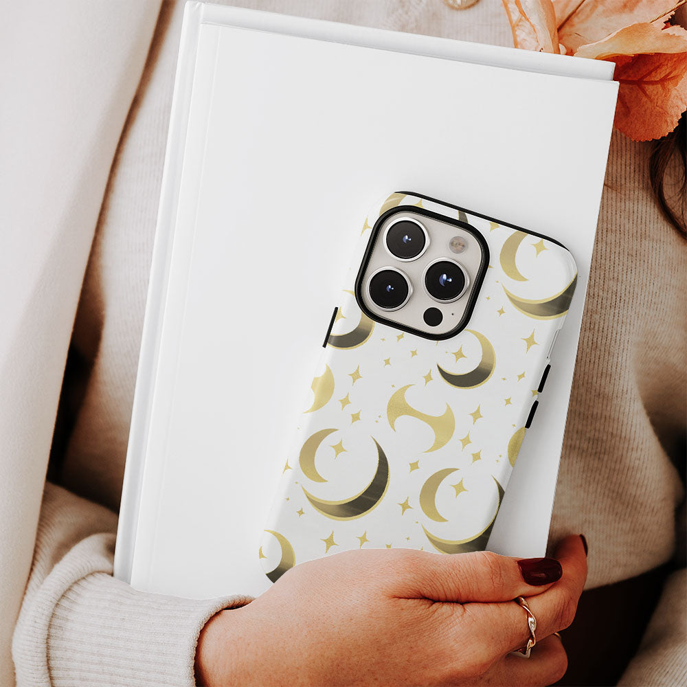 เคส iPhone ดวงจันทร์เคลือบด้านพิมพ์ลายด้วยมือสองชั้น