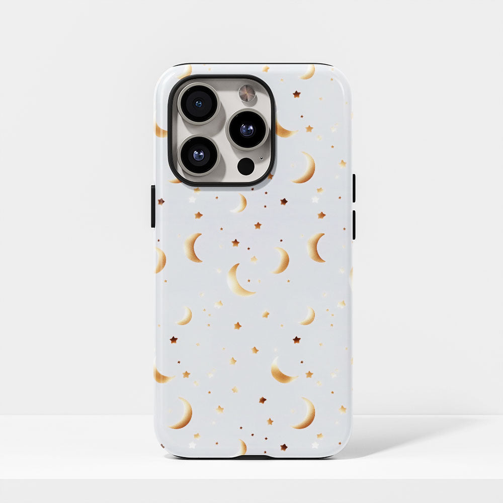 Double-Layer Semi-Handprinted Tough Matte Moon iPhone Case