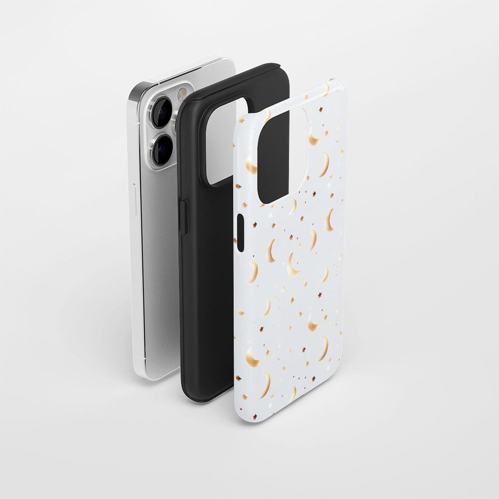 Double-Layer Semi-Handprinted Tough Matte Moon iPhone Case