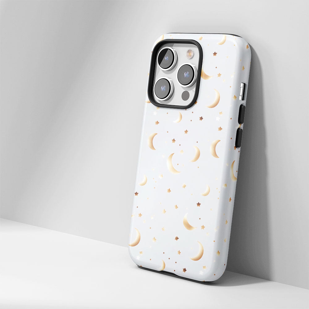 Double-Layer Semi-Handprinted Tough Matte Moon iPhone Case
