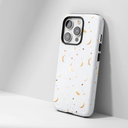Double-Layer Semi-Handprinted Tough Matte Moon iPhone Case