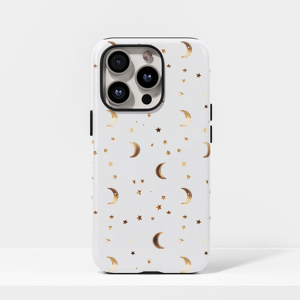Double-Layer Semi-Handprinted Tough Matte Moon iPhone Case