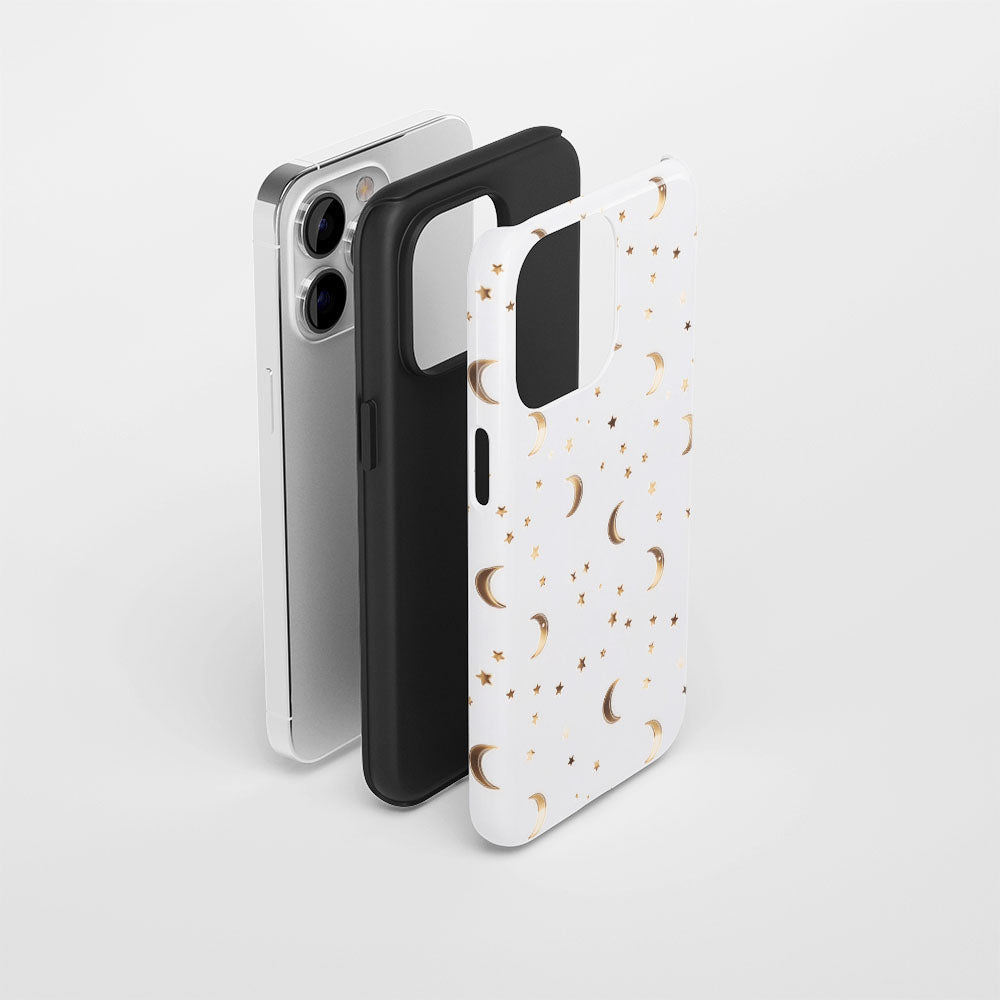 Double-Layer Semi-Handprinted Tough Matte Moon iPhone Case