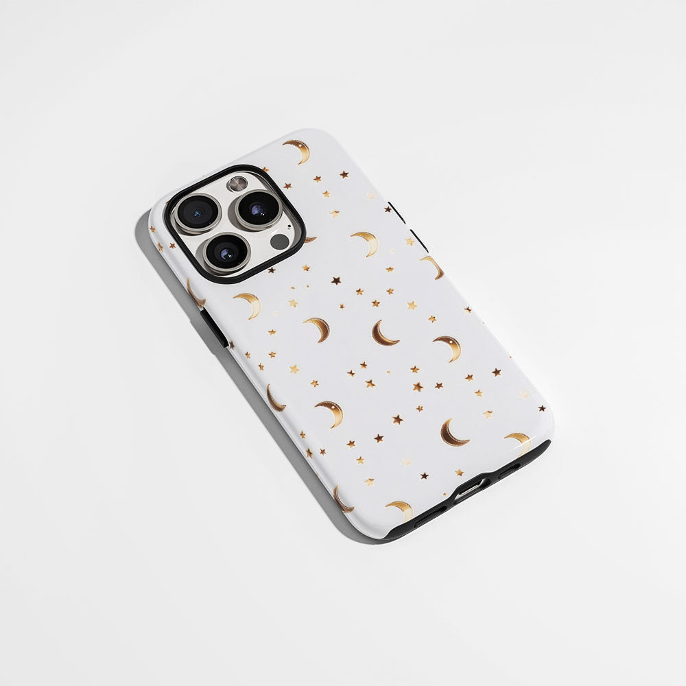 Double-Layer Semi-Handprinted Tough Matte Moon iPhone Case