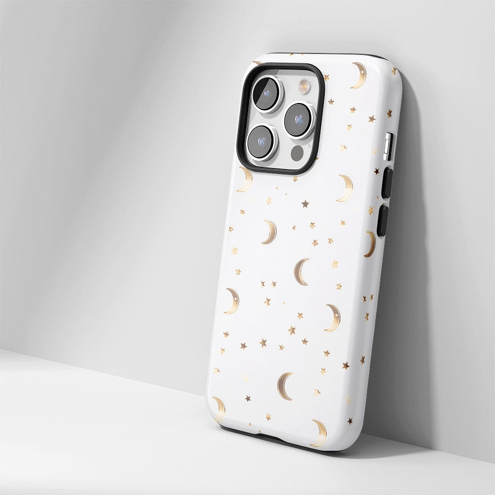 Double-Layer Semi-Handprinted Tough Matte Moon iPhone Case