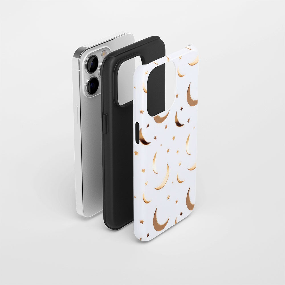 Double-Layer Semi-Handprinted Tough Matte Moon iPhone Case