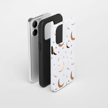 Double-Layer Semi-Handprinted Tough Matte Moon iPhone Case