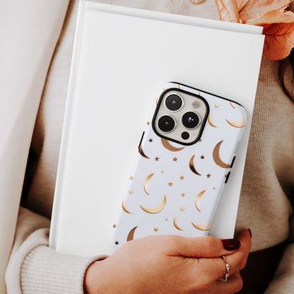 Double-Layer Semi-Handprinted Tough Matte Moon iPhone Case