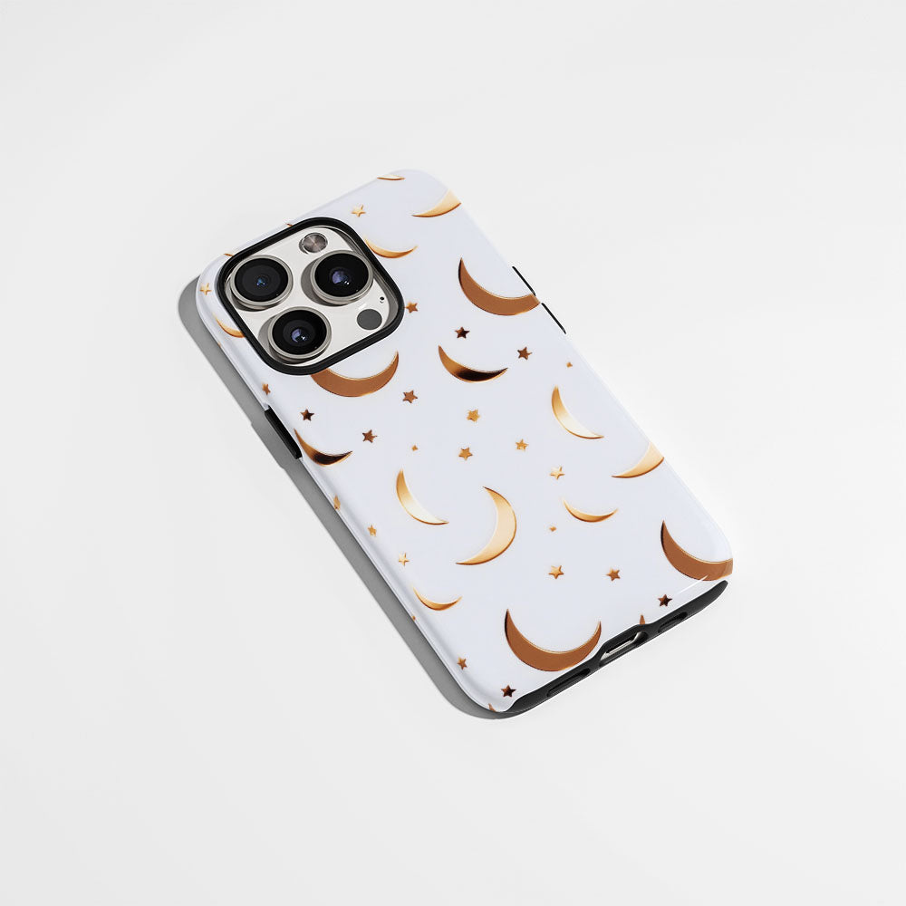 Double-Layer Semi-Handprinted Tough Matte Moon iPhone Case