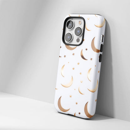 Double-Layer Semi-Handprinted Tough Matte Moon iPhone Case