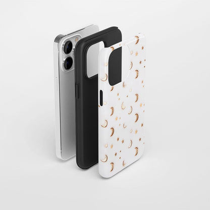 Double-Layer Semi-Handprinted Tough Matte Moon iPhone Case