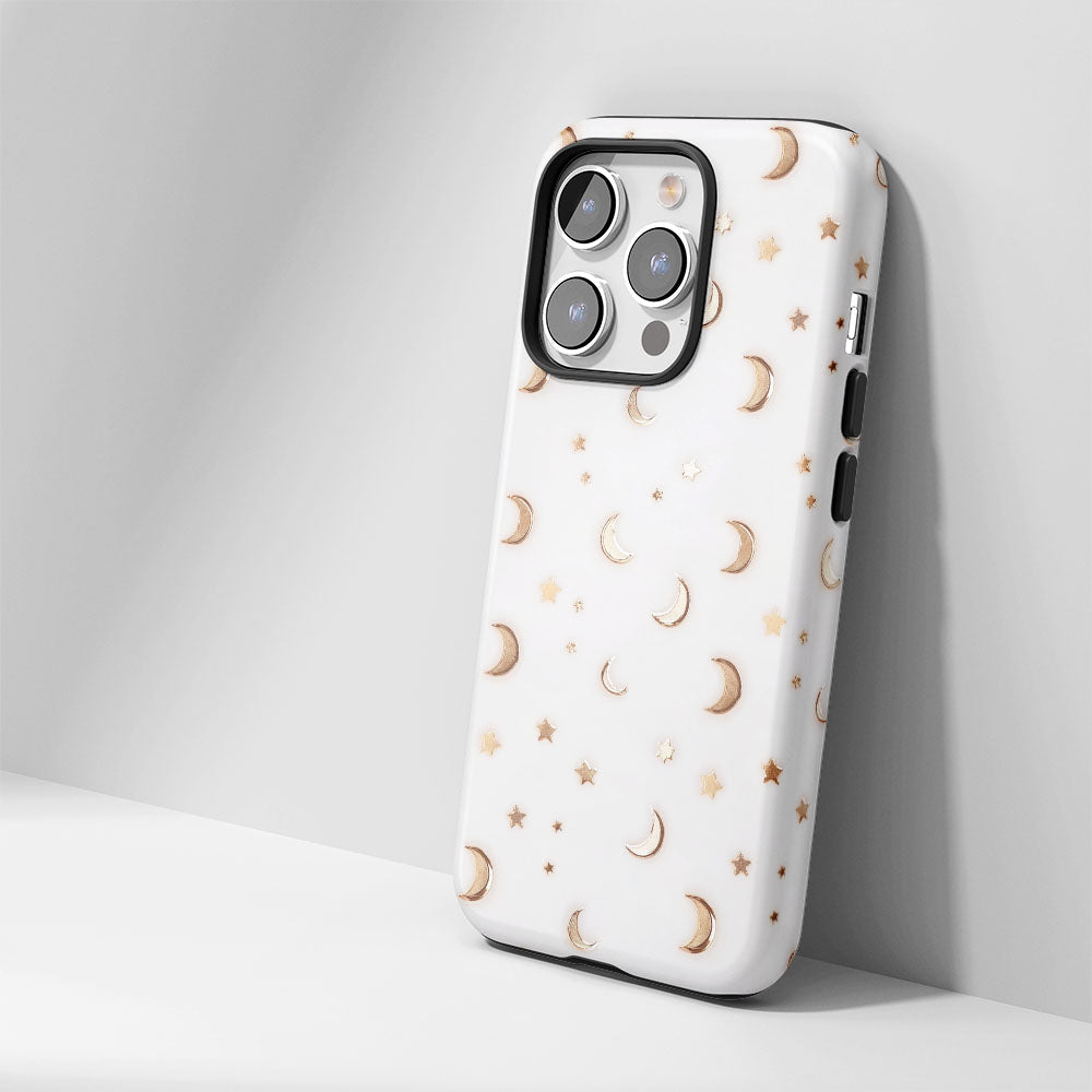 Double-Layer Semi-Handprinted Tough Matte Moon iPhone Case