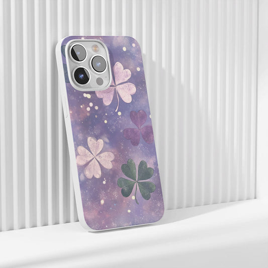 Latest 3rd-Generation Crystal Tough Glossy Four Leaf Clover iPhone Case (MagSafe-Compatible)