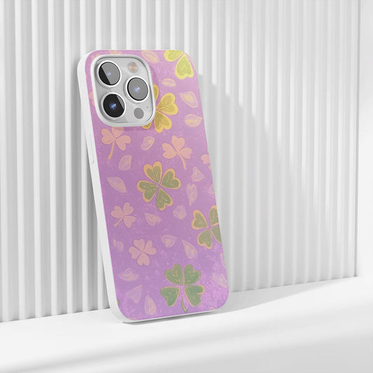 Latest 3rd-Generation Crystal Tough Glossy Four Leaf Clover iPhone Case (MagSafe-Compatible)