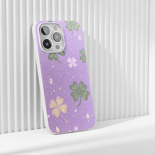 Latest 3rd-Generation Crystal Tough Glossy Four Leaf Clover iPhone Case (MagSafe-Compatible)