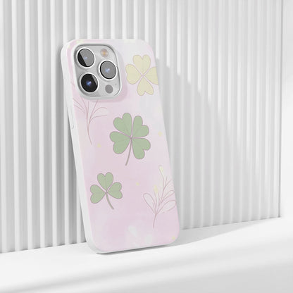 Latest 3rd-Generation Crystal Tough Glossy Four Leaf Clover iPhone Case (MagSafe-Compatible)