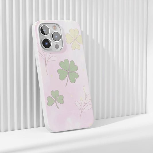 Latest 3rd-Generation Crystal Tough Glossy Four Leaf Clover iPhone Case (MagSafe-Compatible)