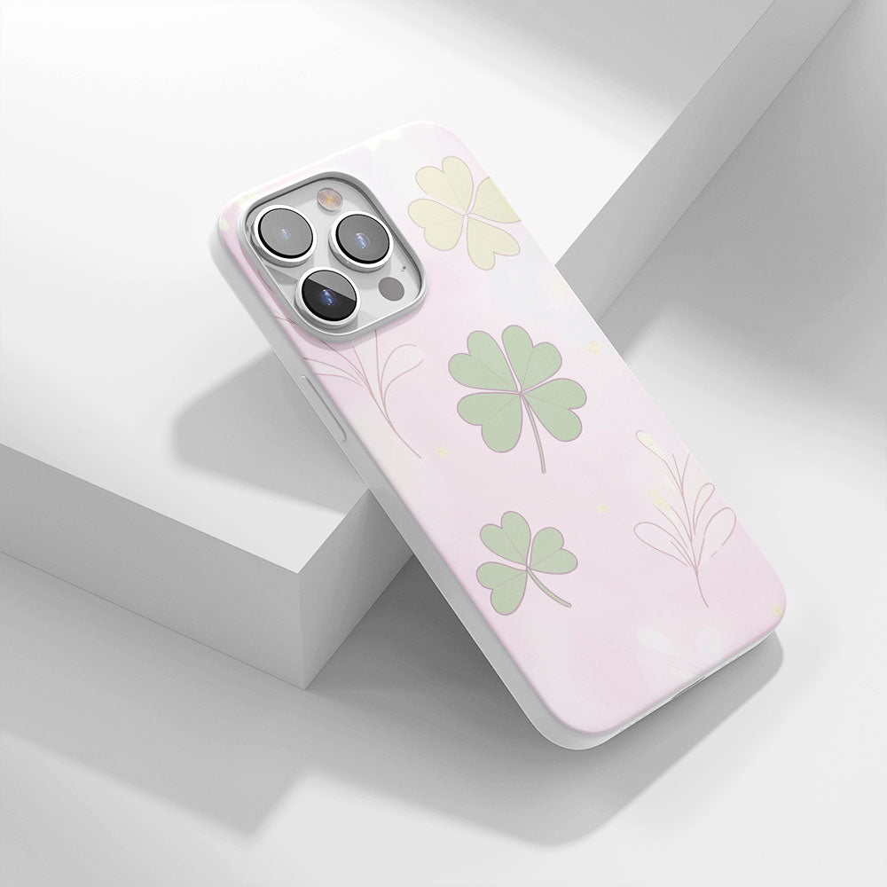 Latest 3rd-Generation Crystal Tough Glossy Four Leaf Clover iPhone Case (MagSafe-Compatible)