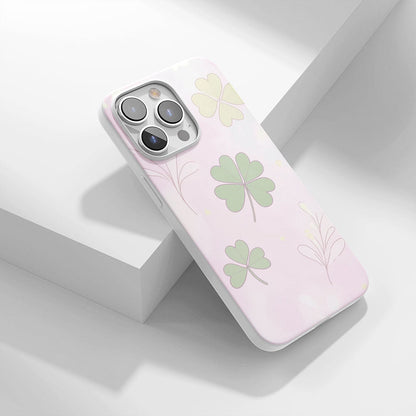 Latest 3rd-Generation Crystal Tough Glossy Four Leaf Clover iPhone Case (MagSafe-Compatible)
