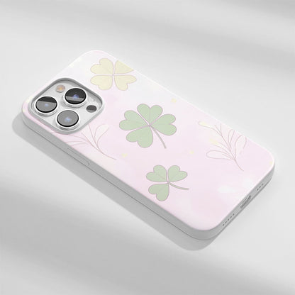 Latest 3rd-Generation Crystal Tough Glossy Four Leaf Clover iPhone Case (MagSafe-Compatible)