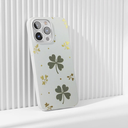 Latest 3rd-Generation Crystal Tough Glossy Four Leaf Clover iPhone Case (MagSafe-Compatible)