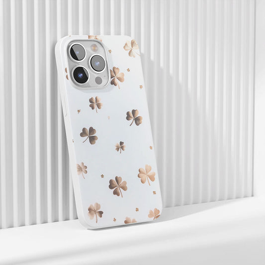Latest 3rd-Generation Crystal Tough Glossy Four Leaf Clover iPhone Case (MagSafe-Compatible)