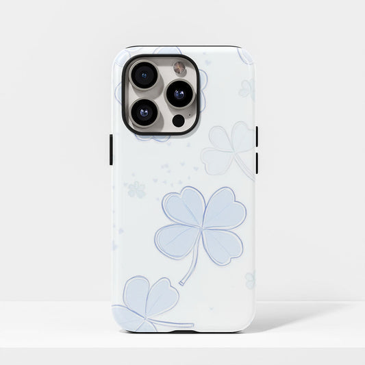 Double-Layer Semi-Handprinted Tough Matte Four Leaf Clover iPhone Case