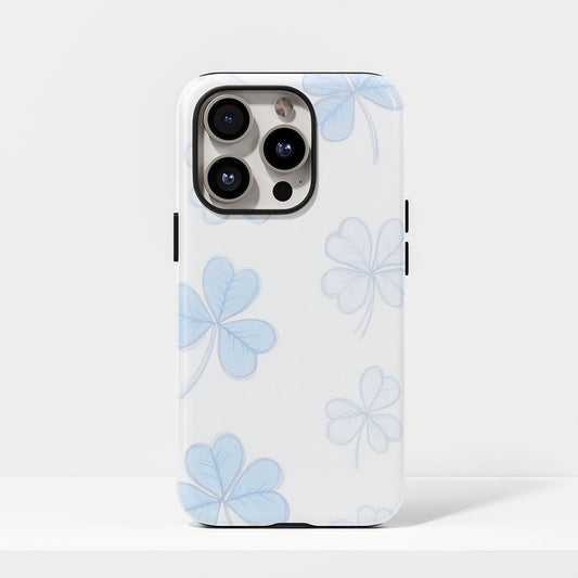Double-Layer Semi-Handprinted Tough Matte Four Leaf Clover iPhone Case