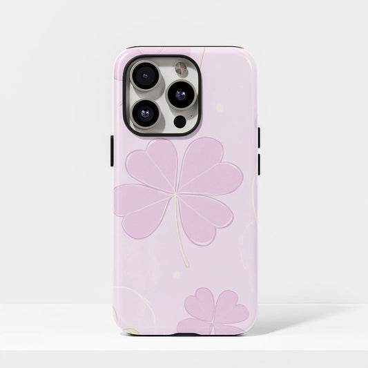 Double-Layer Semi-Handprinted Tough Matte Four Leaf Clover iPhone Case