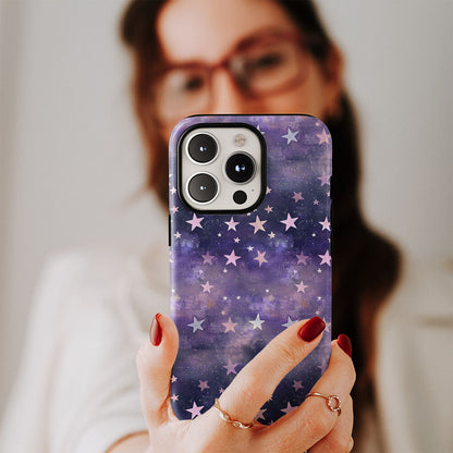 Double-Layer Semi-Handprinted Tough Matte Star iPhone Case