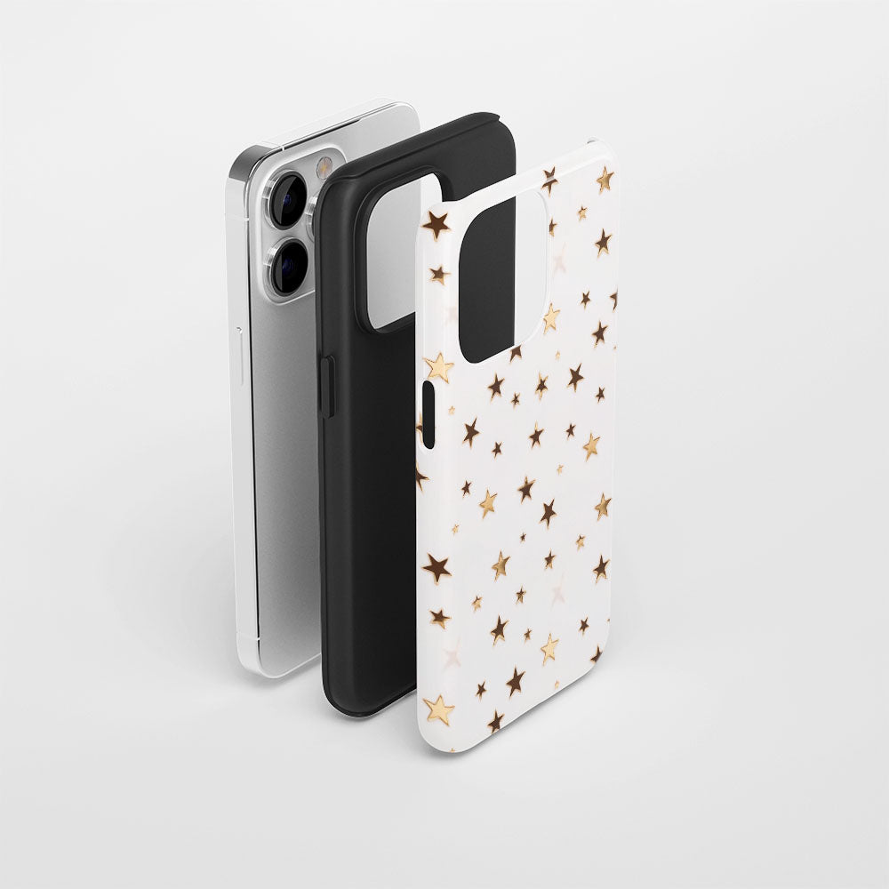 Double-Layer Semi-Handprinted Tough Matte Star iPhone Case