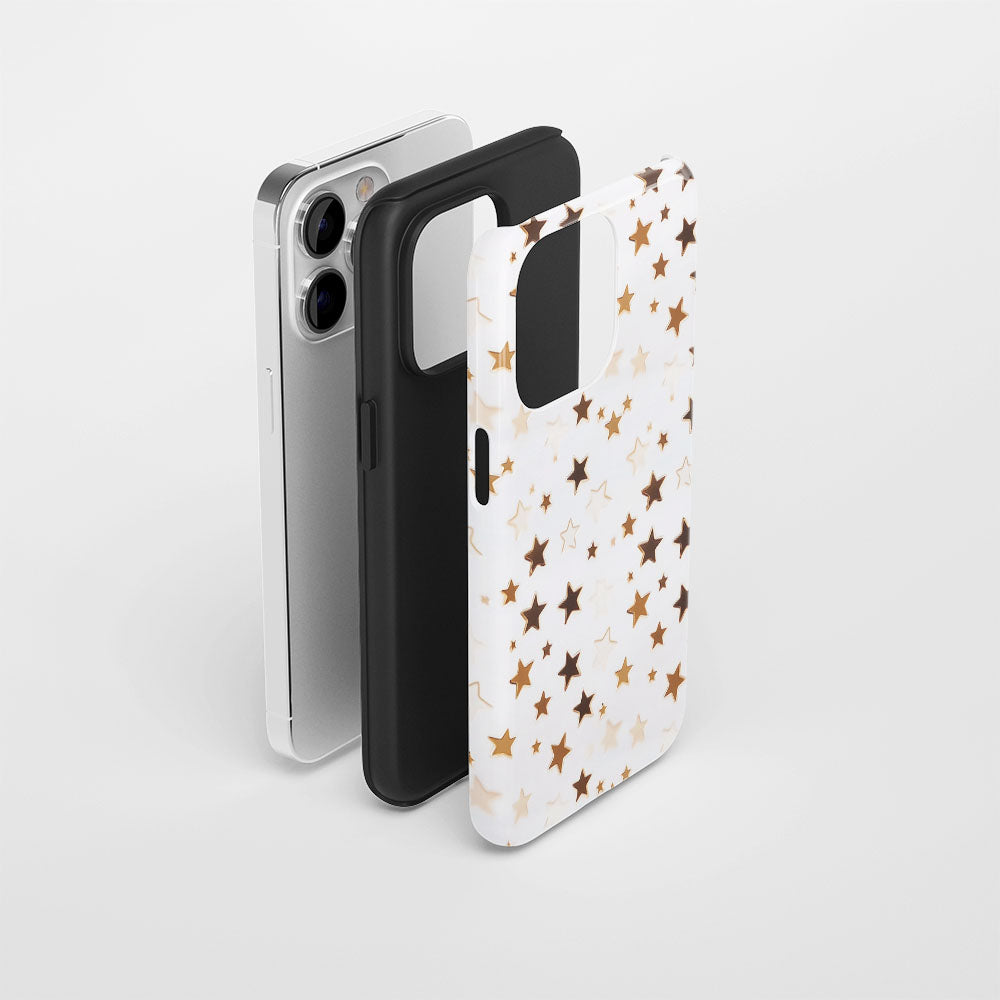 Double-Layer Semi-Handprinted Tough Matte Star iPhone Case