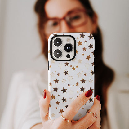 Double-Layer Semi-Handprinted Tough Matte Star iPhone Case