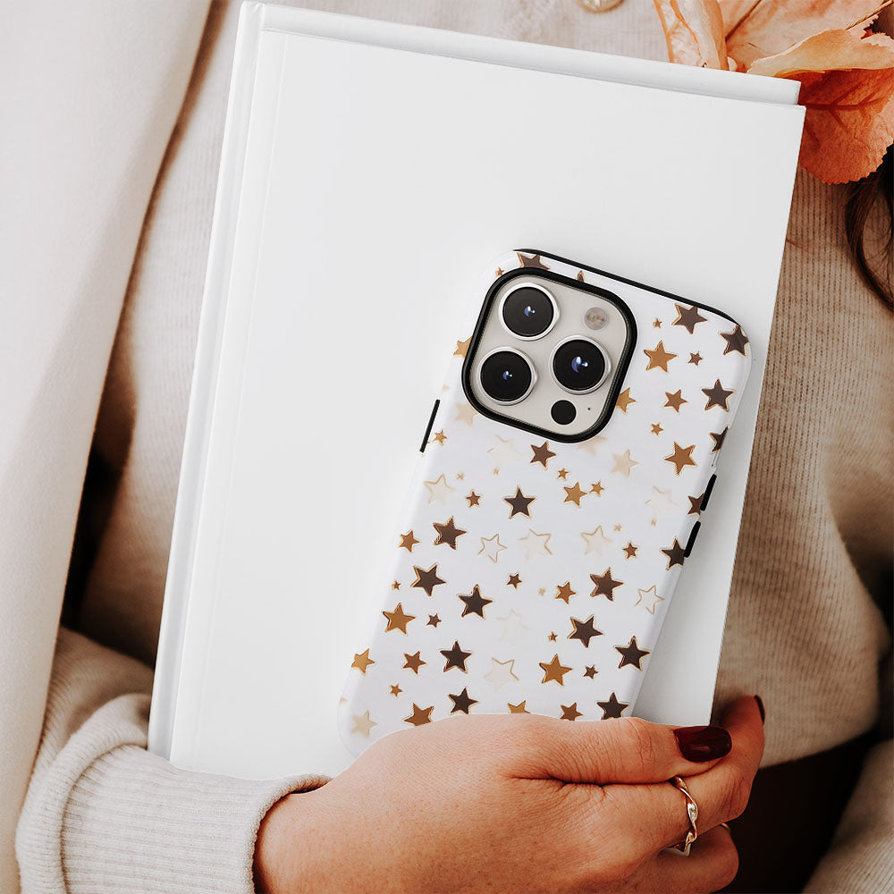 Double-Layer Semi-Handprinted Tough Matte Star iPhone Case