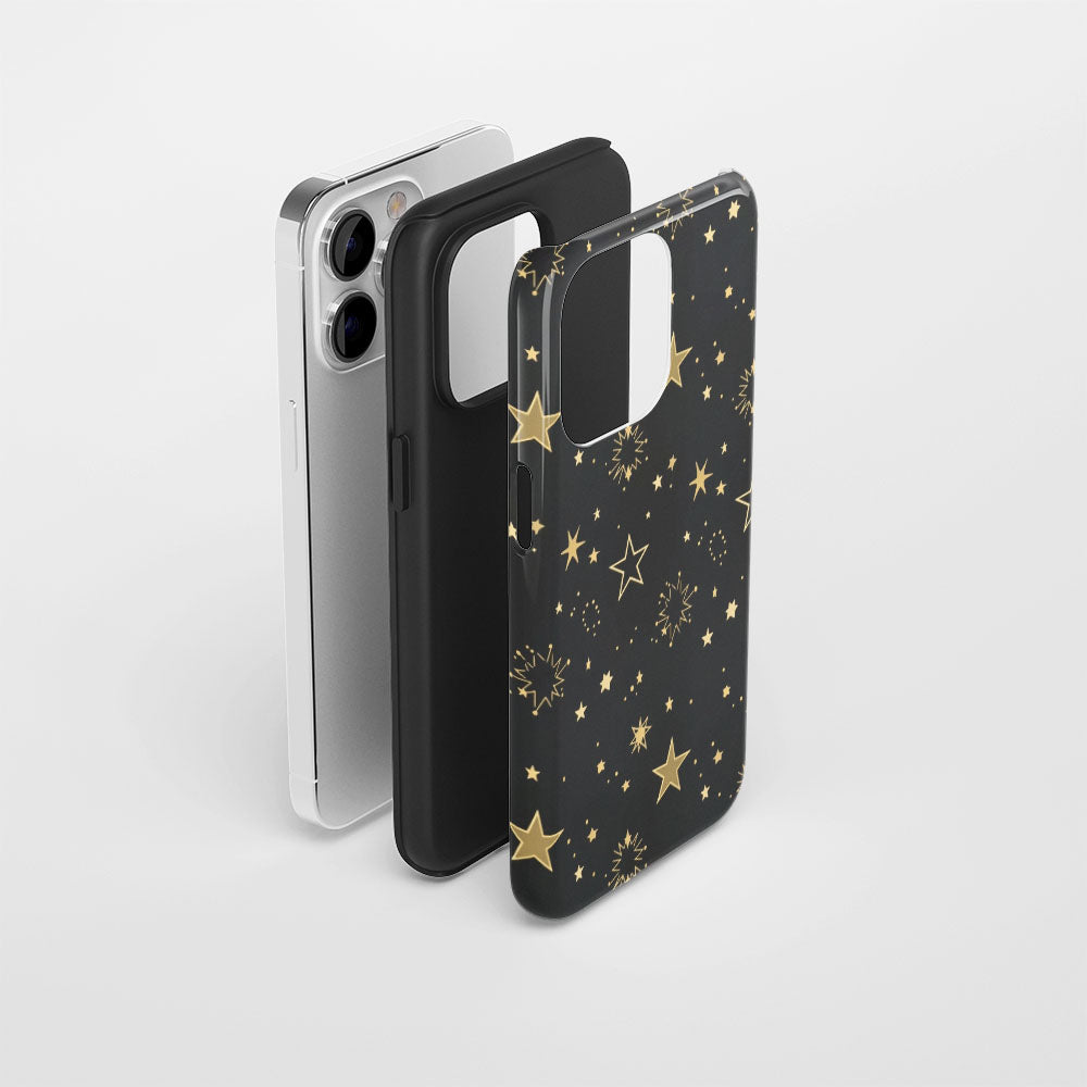 Double-Layer Semi-Handprinted Tough Matte Star iPhone Case
