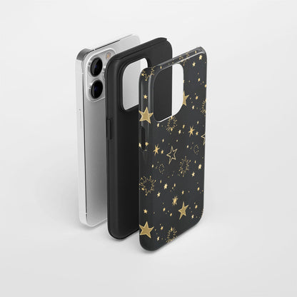 Double-Layer Semi-Handprinted Tough Matte Star iPhone Case
